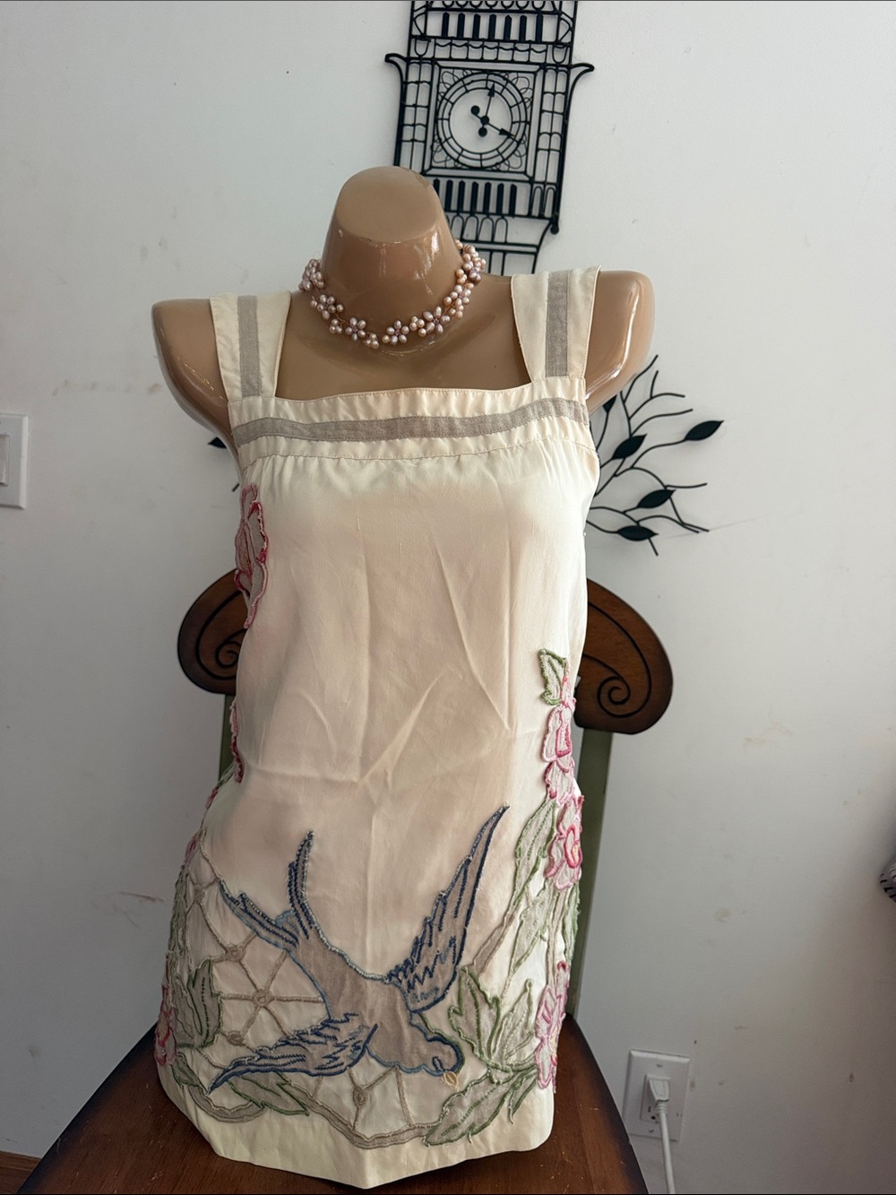 Embroidered Ivory Sleeveless embellished top blouse yoana baraschi bird 6